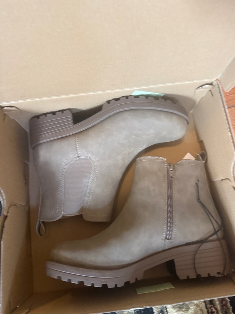 Buffalo David Bitton Taupe Chelsea Lug Ankle Boots with Side Zip